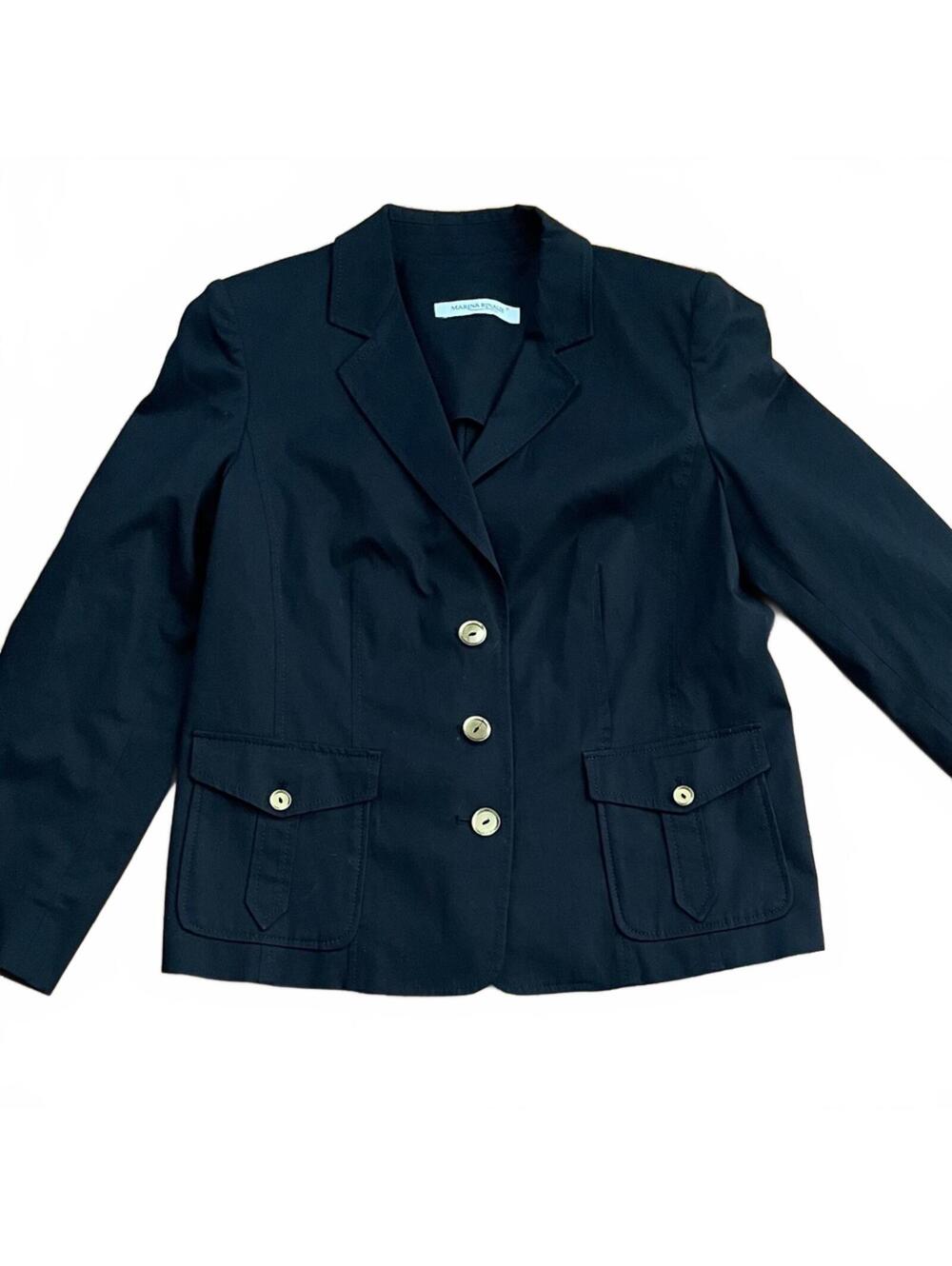 Marina Rinaldi Black Blazer Size 12 Gold Button Classic Professional Capsule